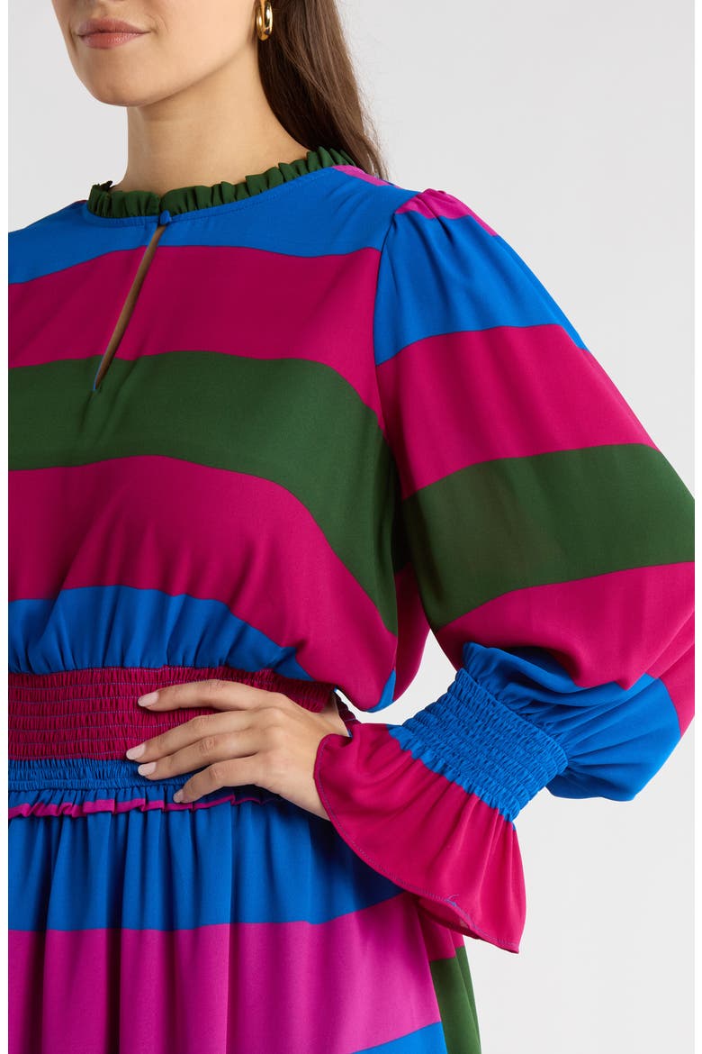 Saige Stripe Long Sleeve Midi Dress