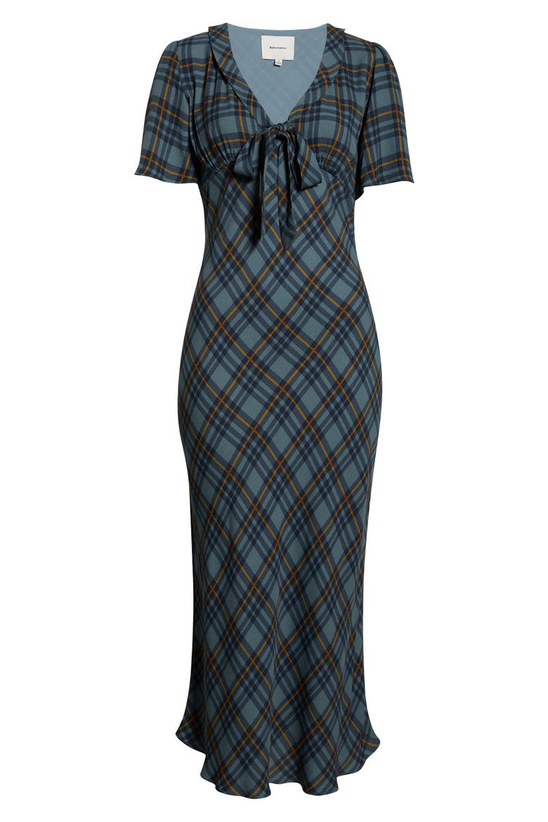 Tyra Plaid Crepe Midi Dress