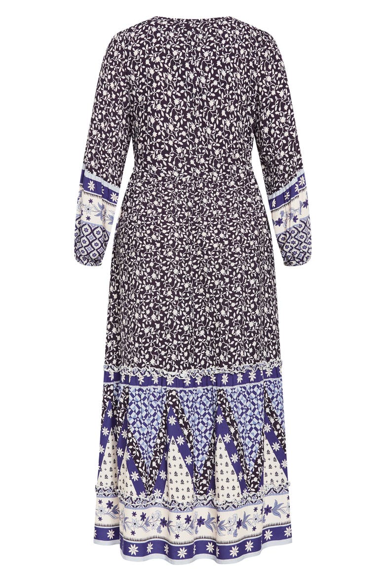 Faith Border Print Long Sleeve Maxi Dress