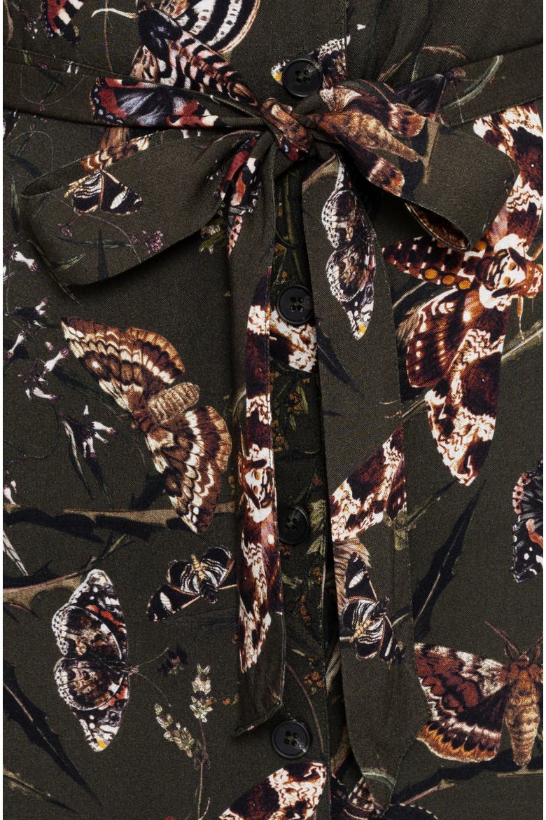 Whispen Moth Print Midi Shirt Dress
