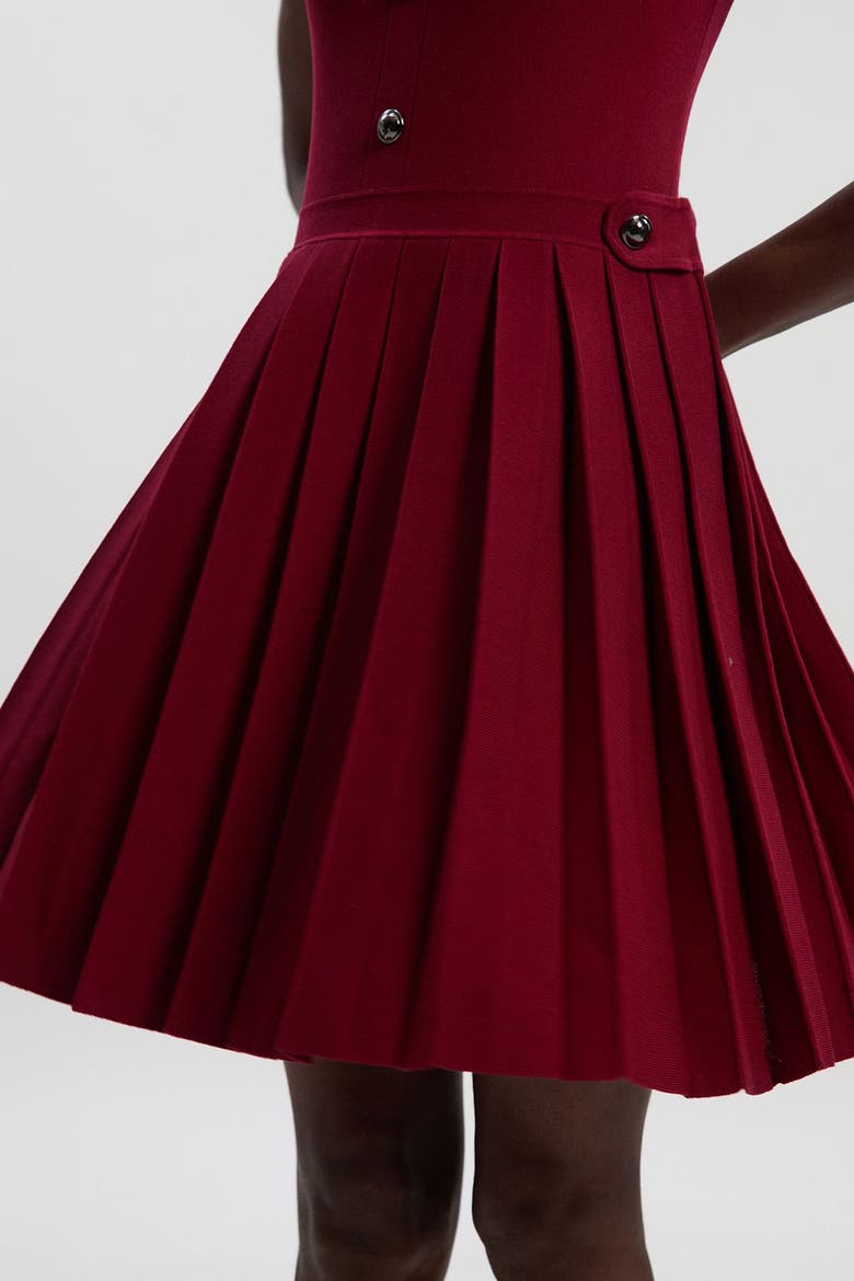 Viscose Tab Pleated Knit Mini Dress