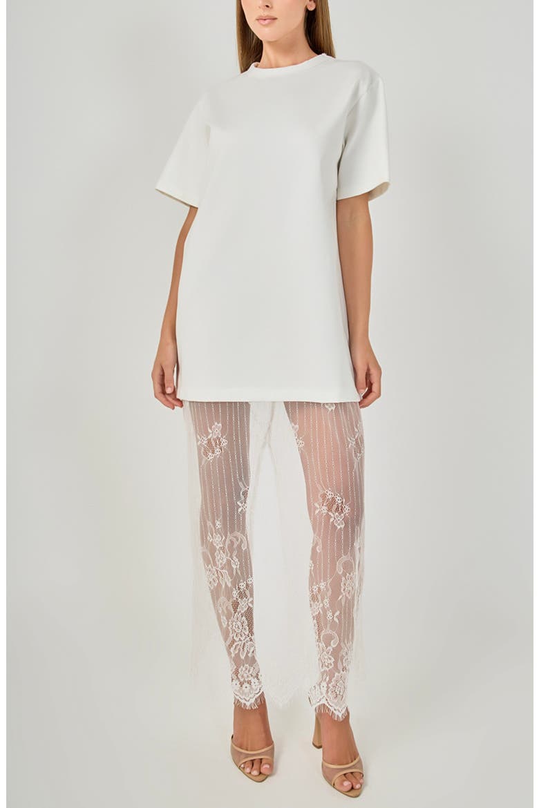 Mixed Lace T-Shirt Midi Dress