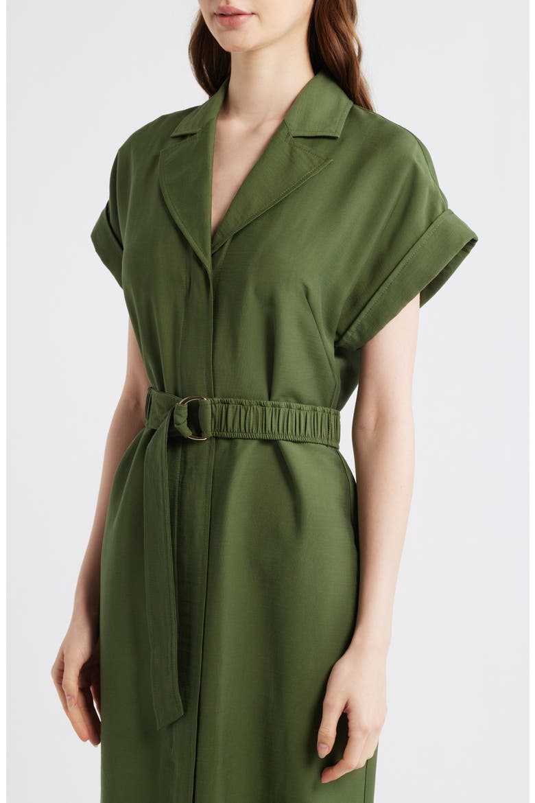Belted Woven Midi Shirtdress