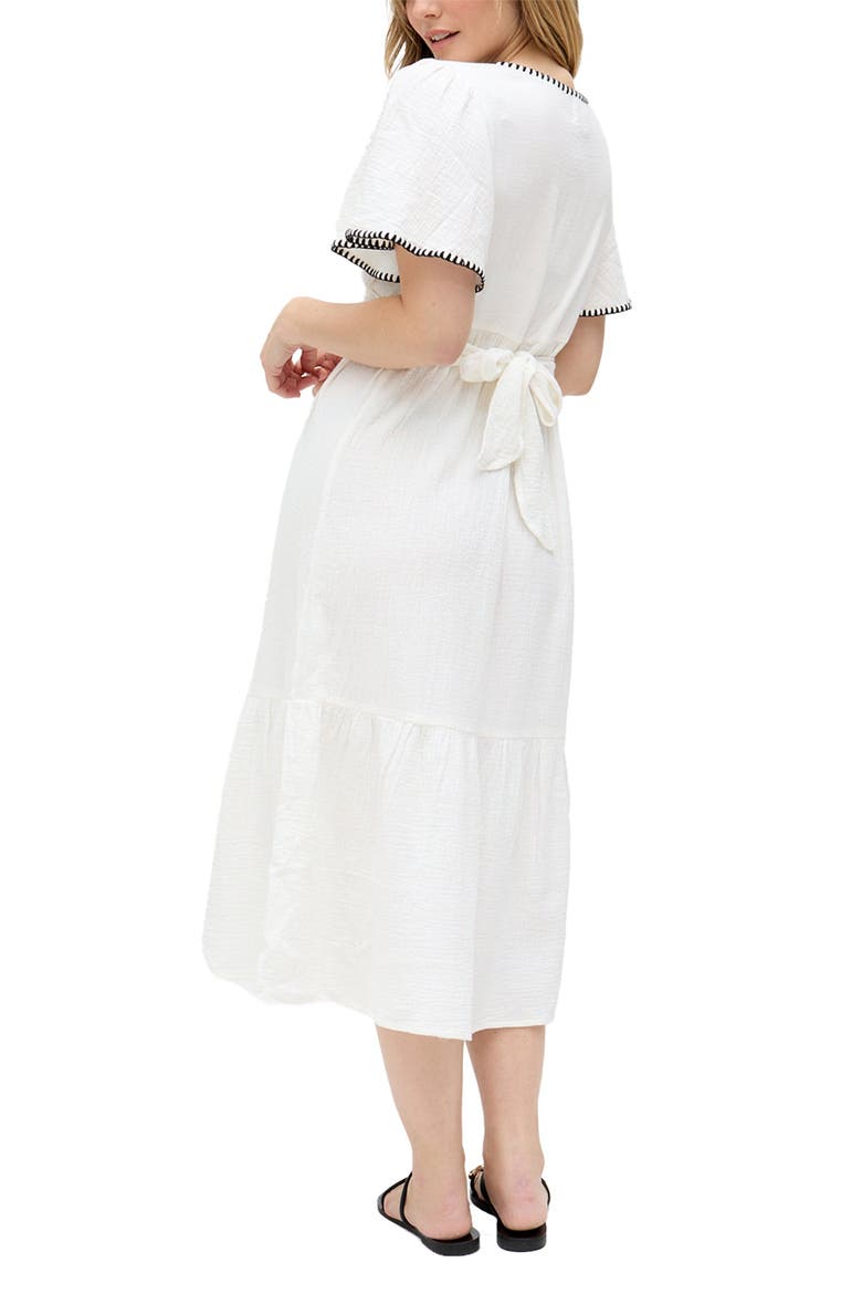 Delilah V-Neck Front Tie Midi Dress