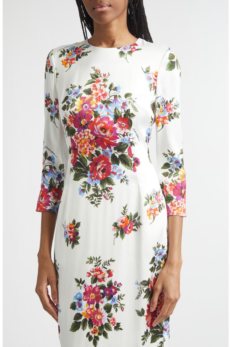 Floral Satin Midi Dress