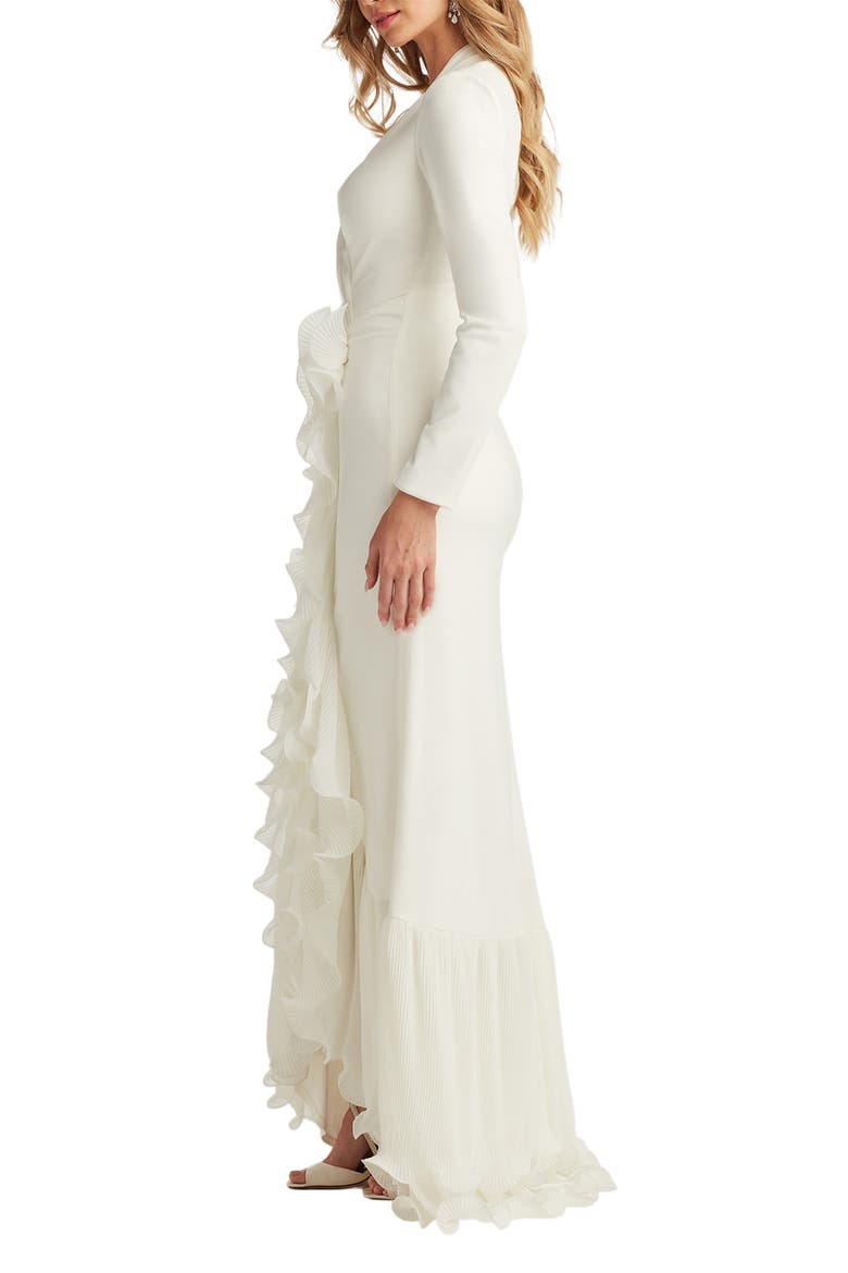 Wire Ruffle Long Sleeve Gown
