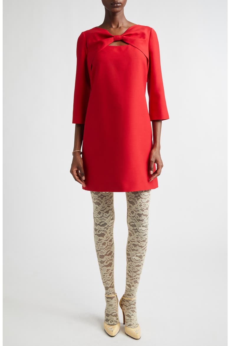 Bow Solid Crepe Couture Minidress