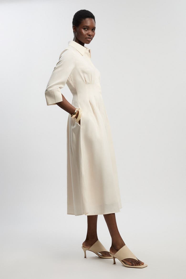 Tailored Linen Darted Waist Midi Dress