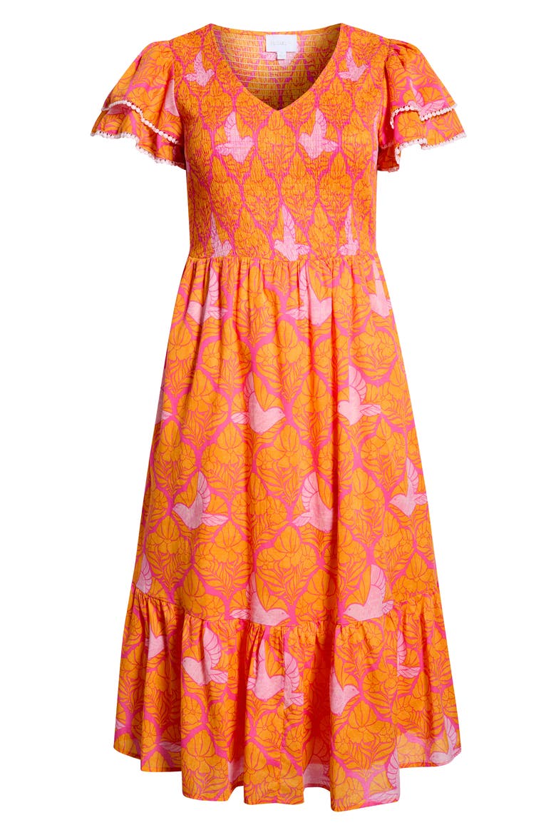 Jaidy Floral Patte Tiered Midi Dress
