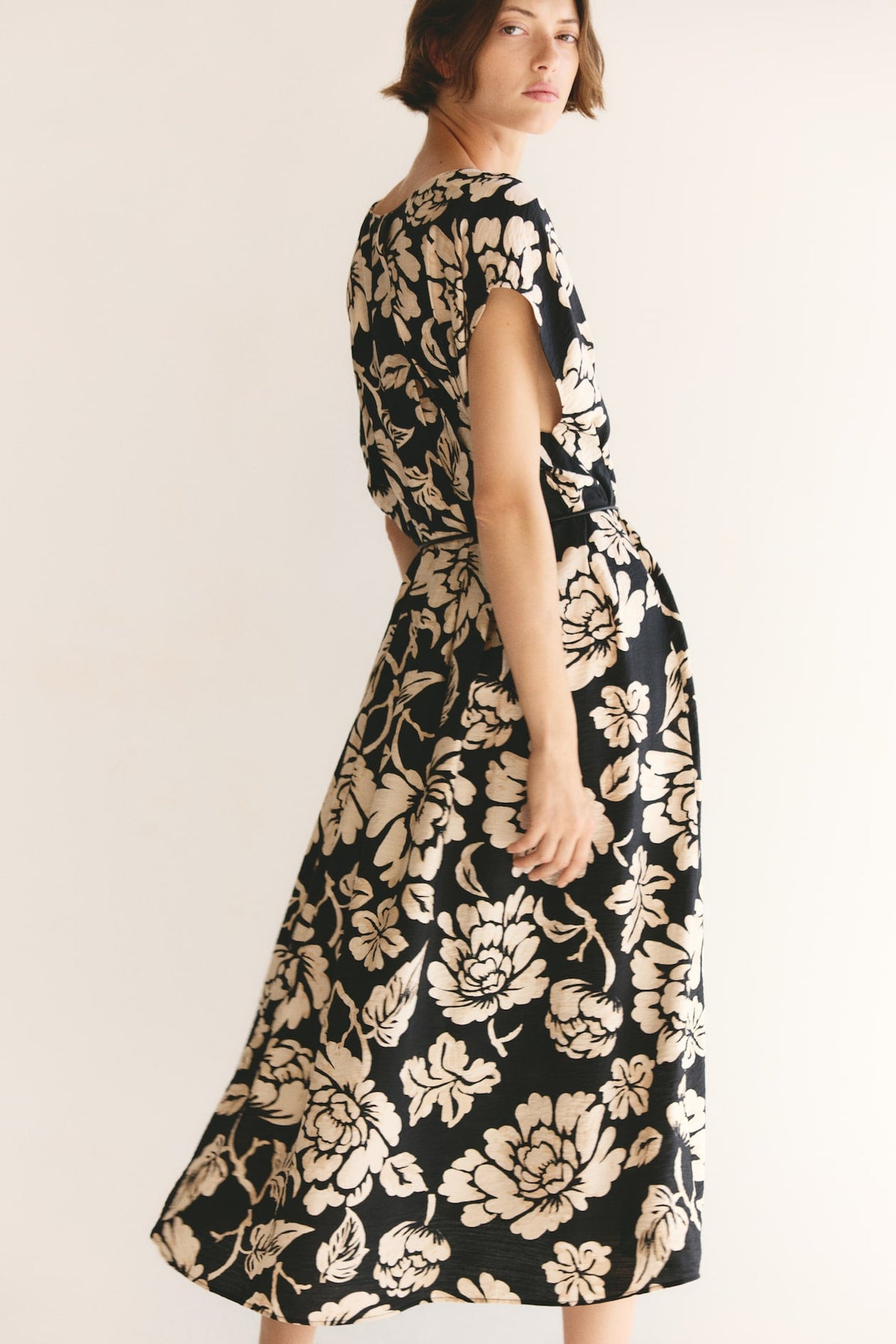 Button-Front Midi Dress