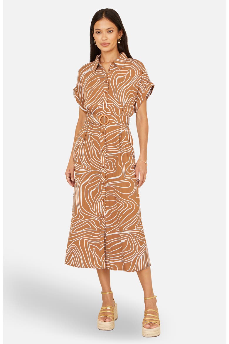 Abstract Swirl Print Relaxed Midi Dress