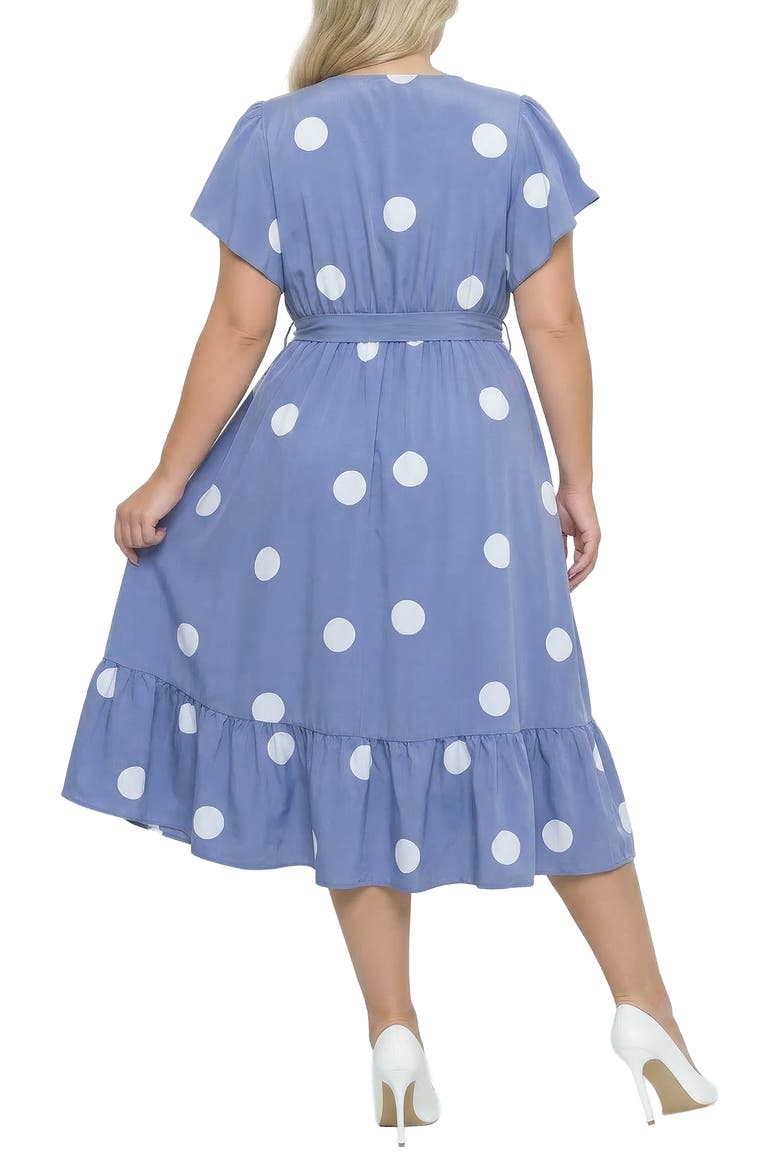 Polka Dot Belted Midi Dress