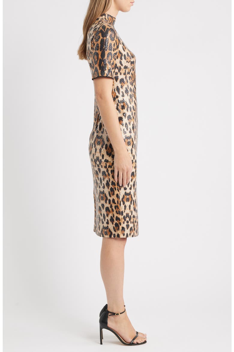 Sequin Mock Neck Sheath Dress
