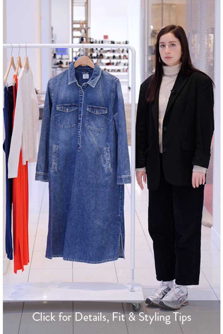 Fab Long Sleeve Denim Midi Shirtdress