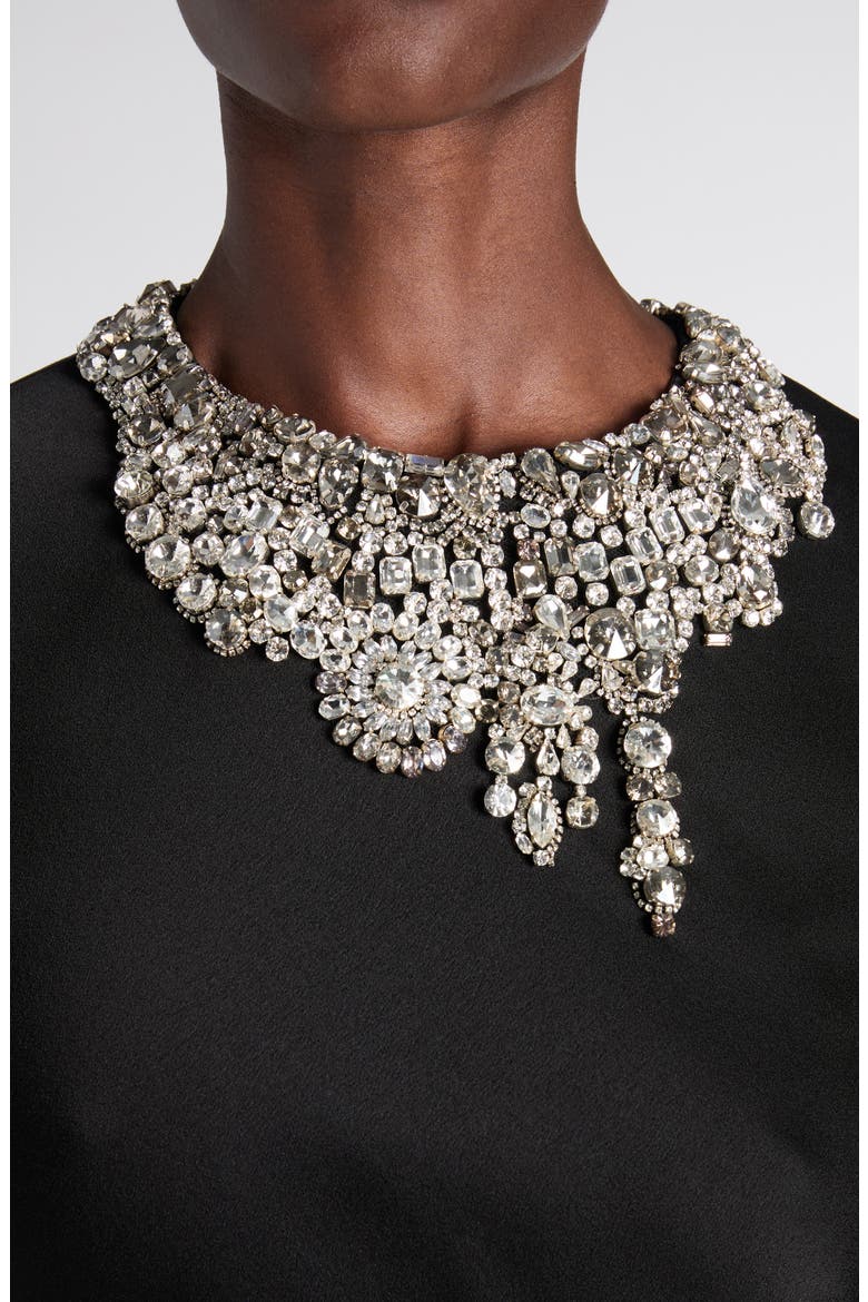 Twisted Crystal Embellished Long Sleeve Gown