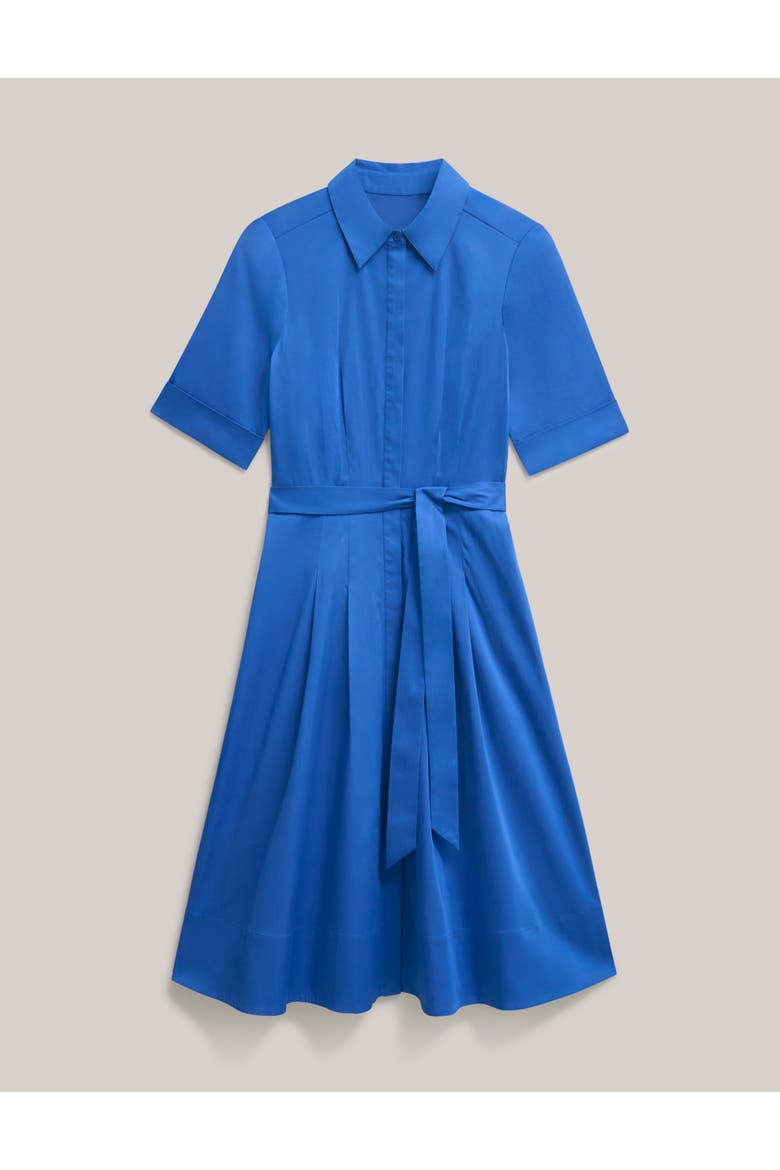 Brigitta Pleated Tie Belt Shirt Dress