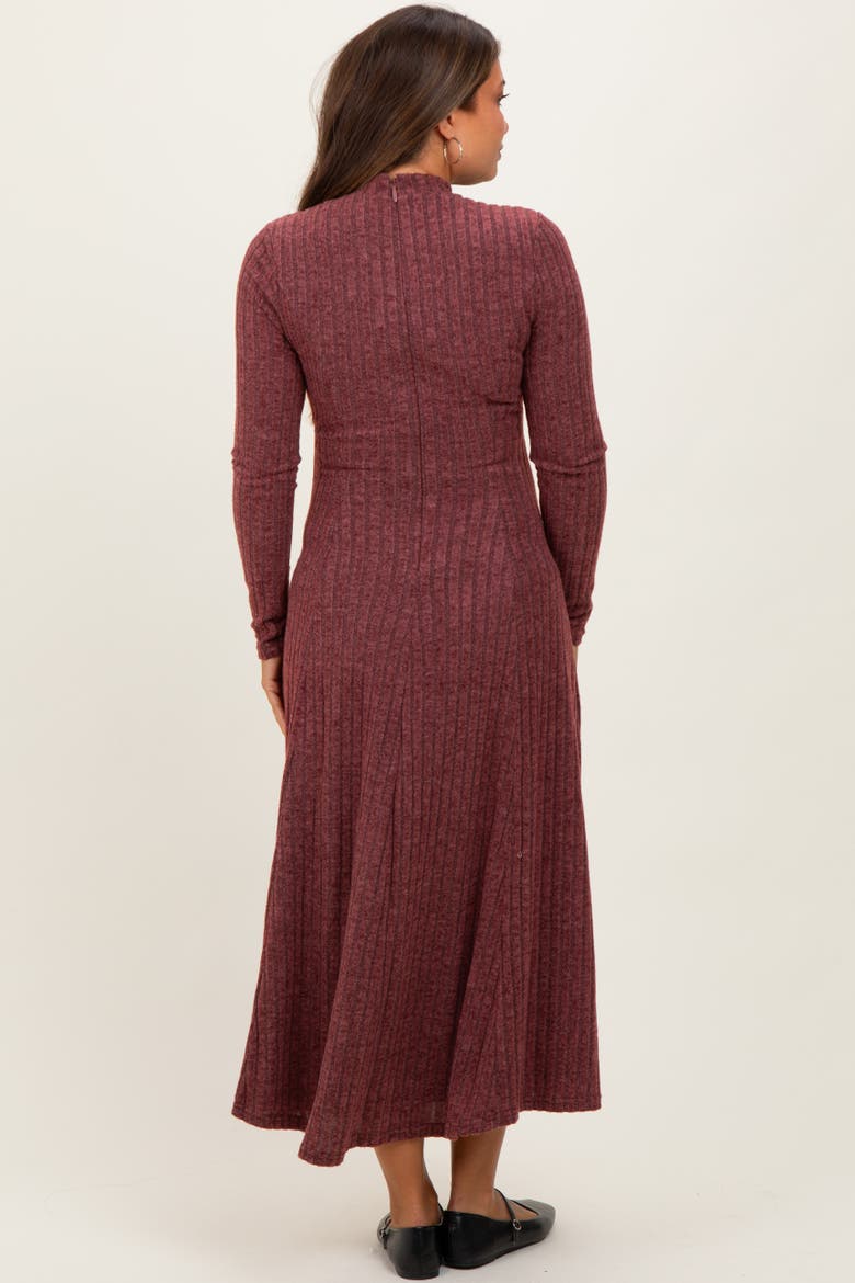 Ribbed Mock Neck Midi Dress