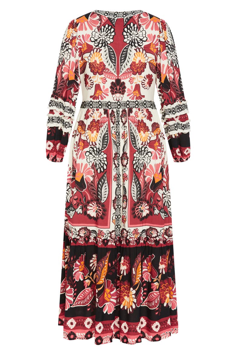 Malia Mixed Print Long Sleeve Maxi Dress