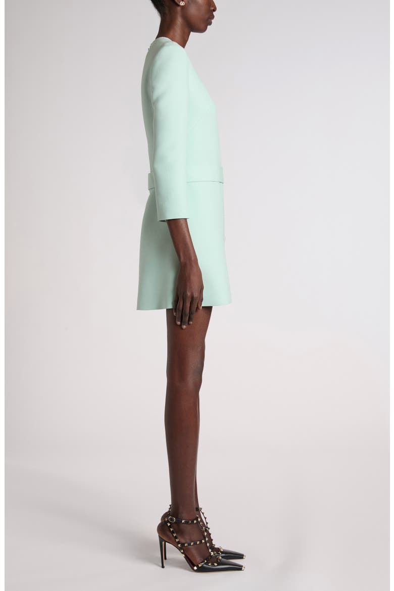 Belted VLOGO Wool & Silk Crepe Couture Minidress
