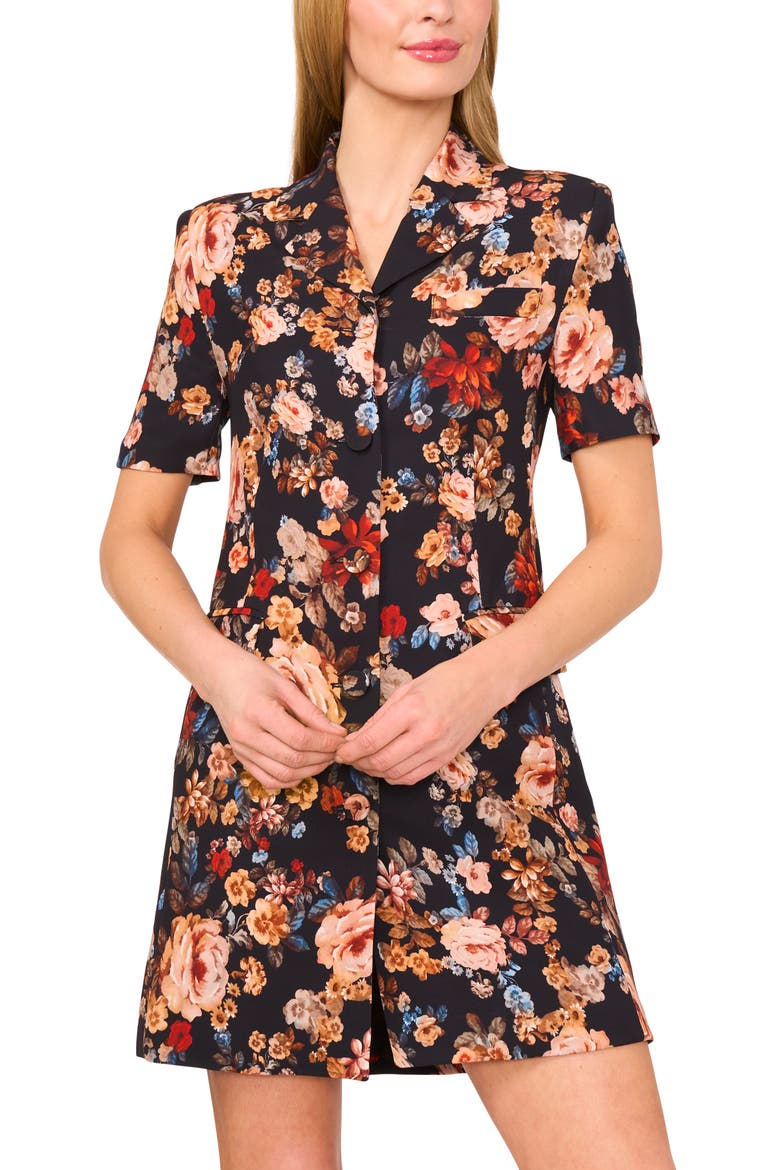 Tailored Floral Short Sleeve Shirtdress