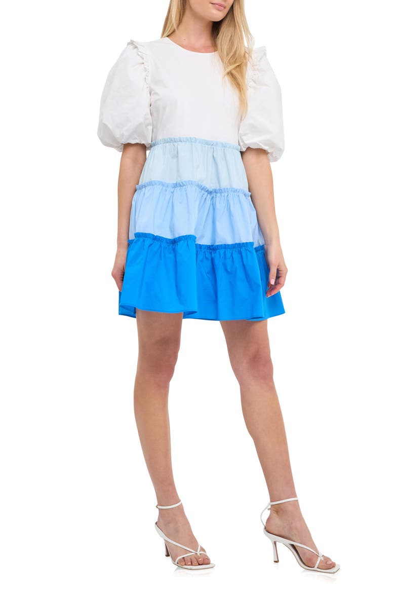 Colorblock Puff Sleeve Minidress