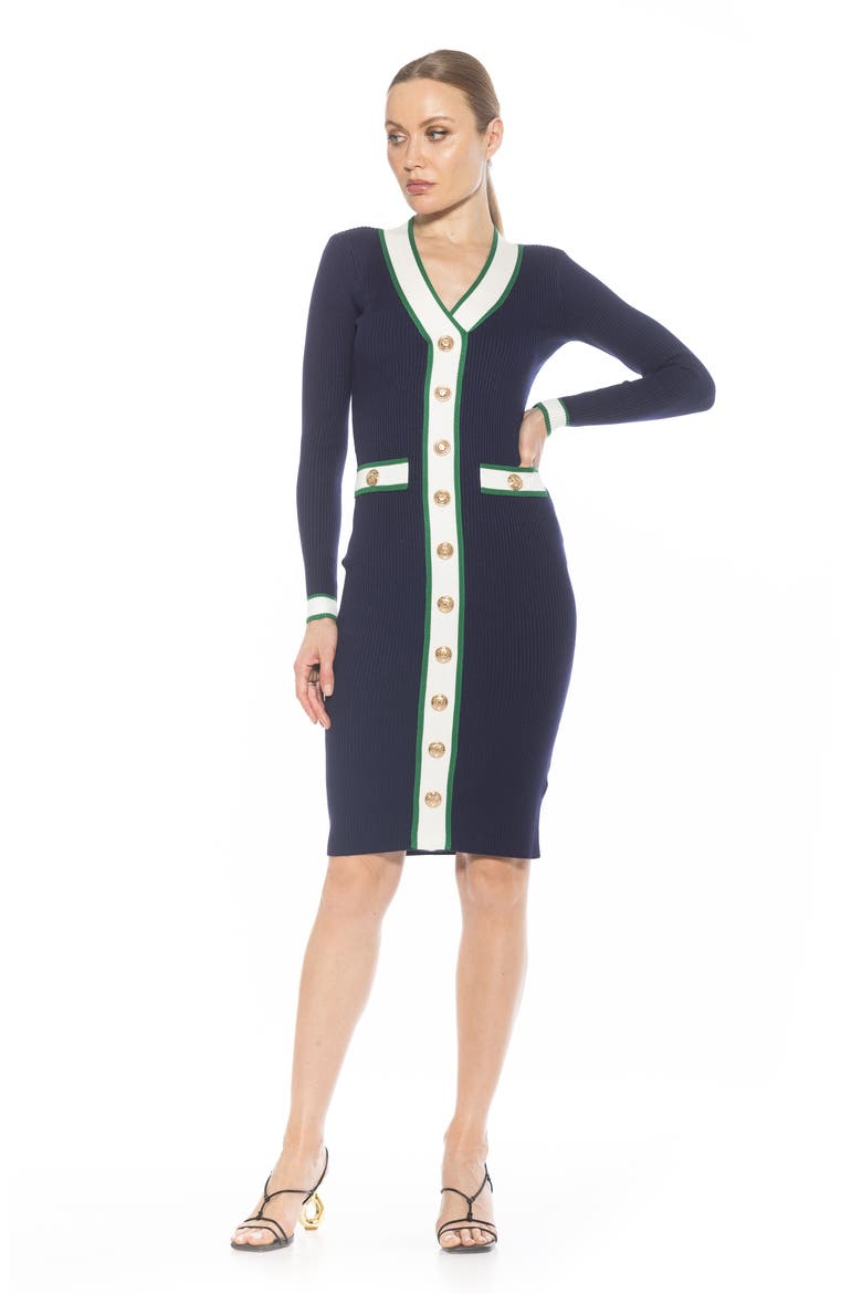 Janet Long Sleeve Ribbed Sweater Dress
