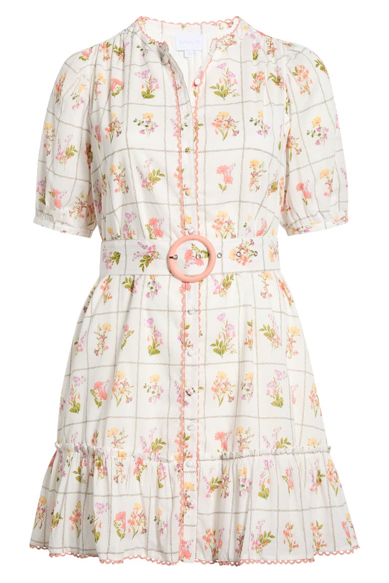 Diane Floral Redna Belted Cotton Button-Up Minidress