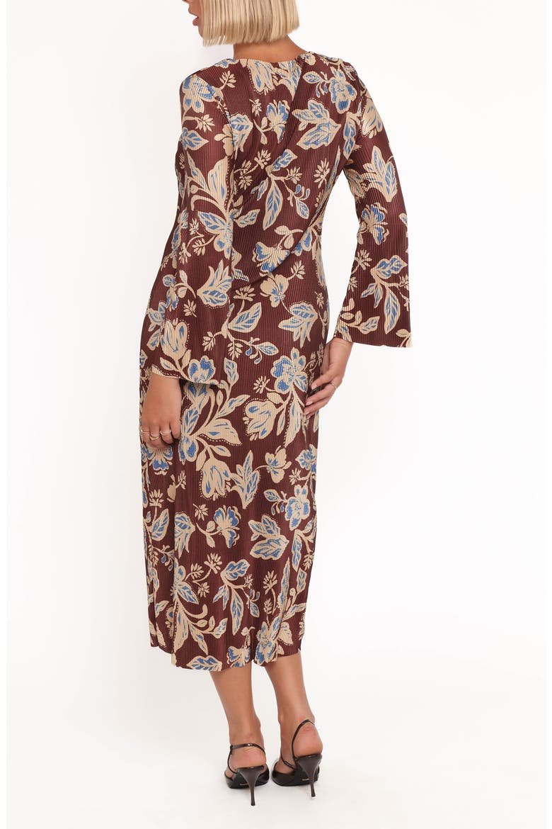 Morena Plissé Long Sleeve Midi Dress