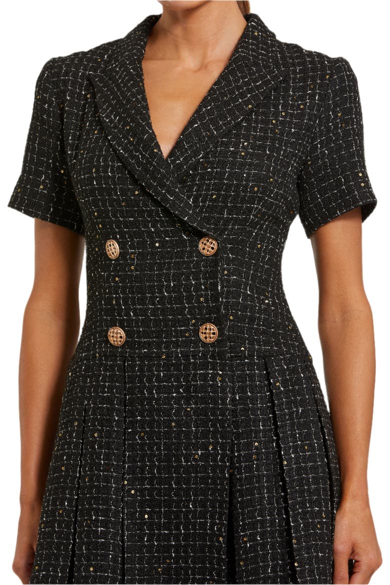 Short Sleeve V-Neck Tweed Blazer Mini Dress