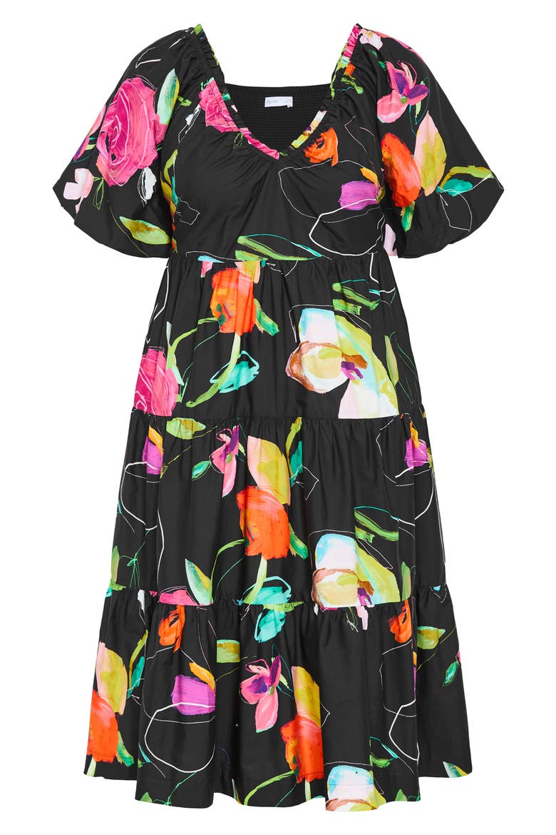 Fantasy Floral Cotton Midi Dress