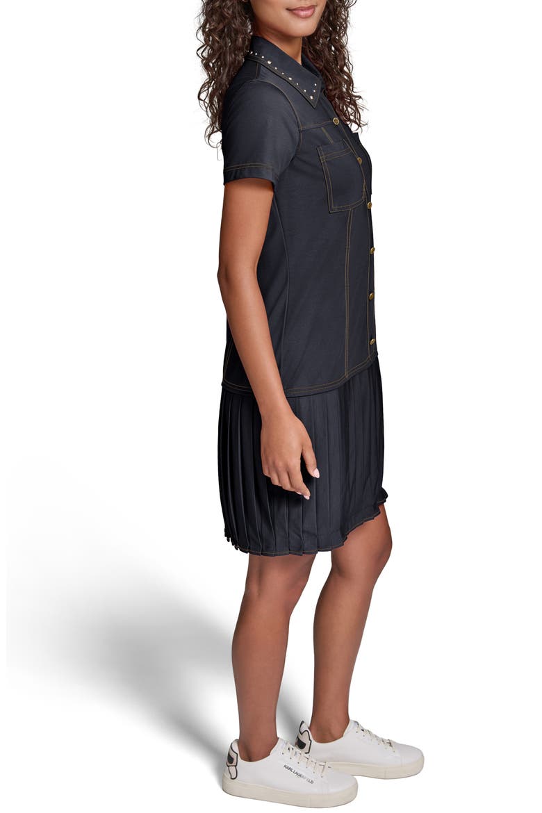 Stud Detail Pleated Shirtdress