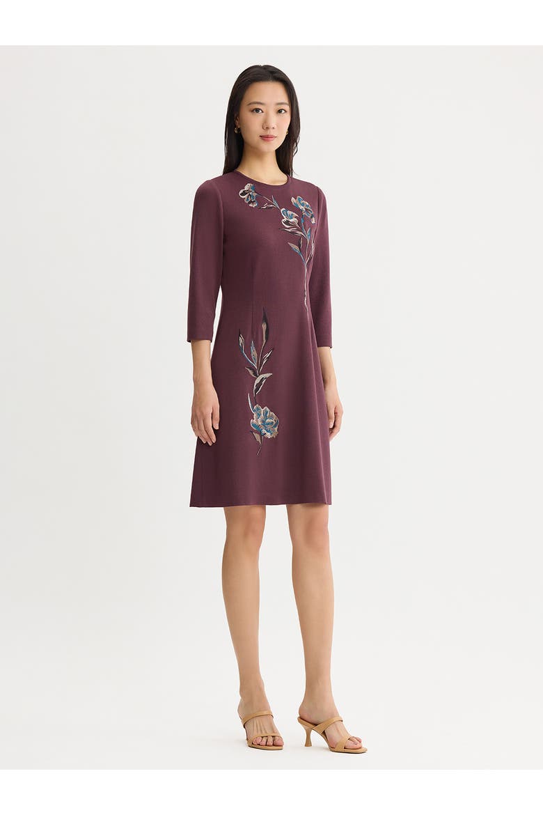 Floral Embroidered A-Line Soft Knit Dress