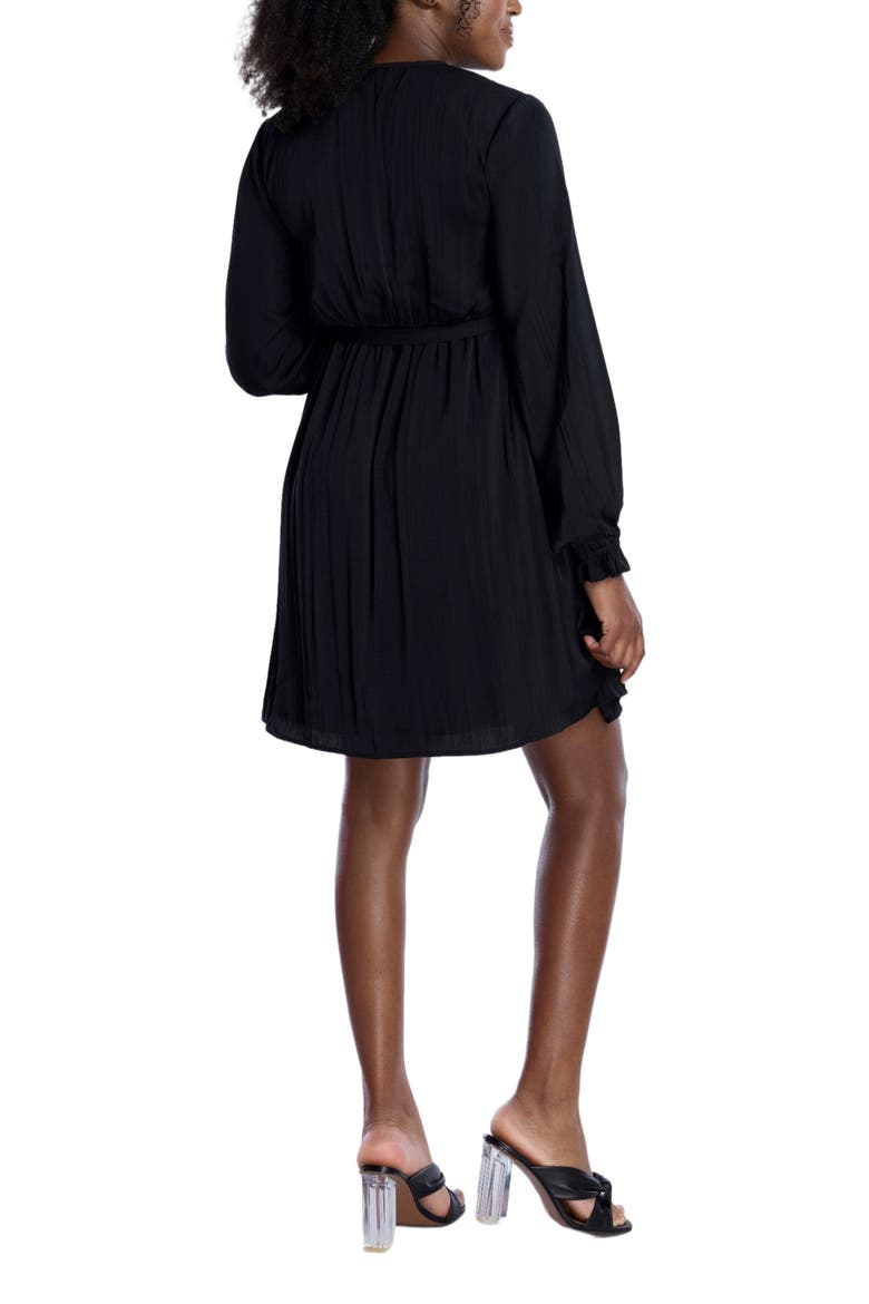 Woven Wrap Long Sleeve Mini Dress