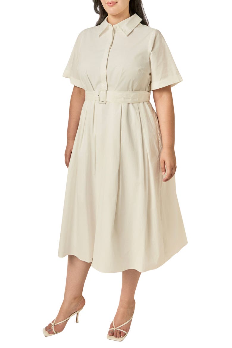 Belted Cotton Midi Dress