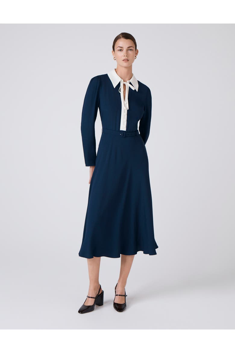 Lillian Crepe Collared Neck Midi Dress
