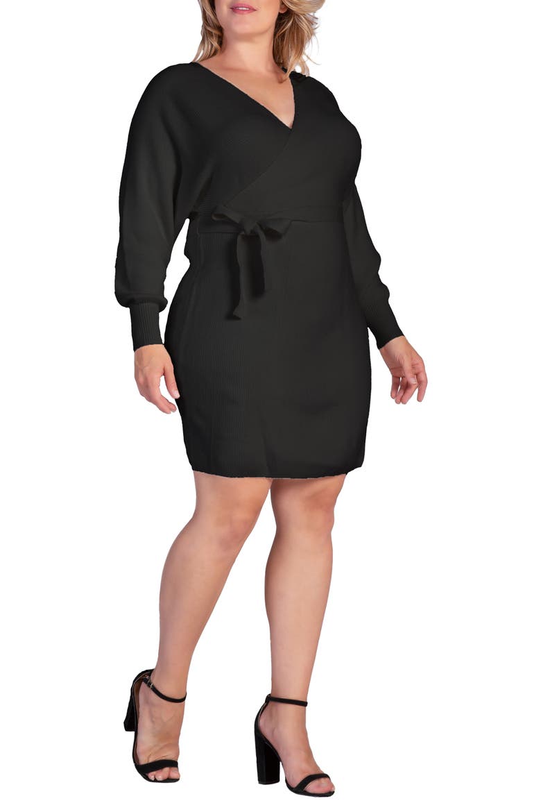Ursa Long Sleeve Wrap Sweater Minidress