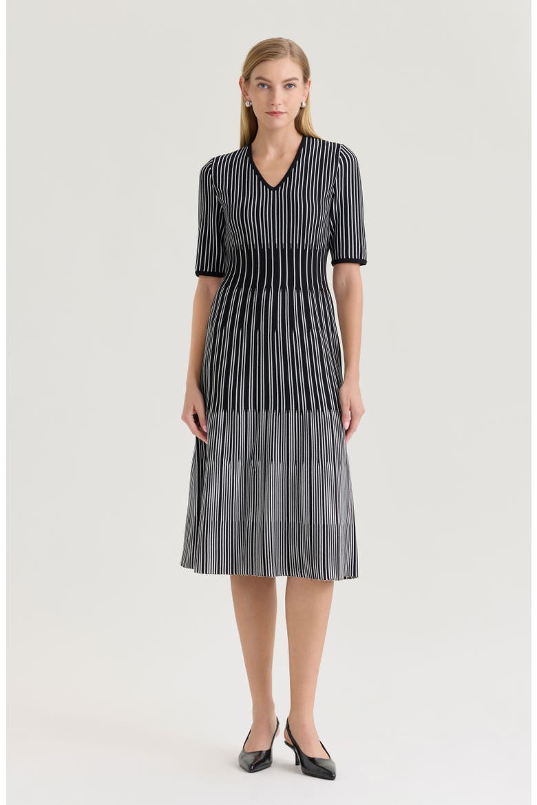 Fit-N-Flare Linear Soft Knit Midi Dress