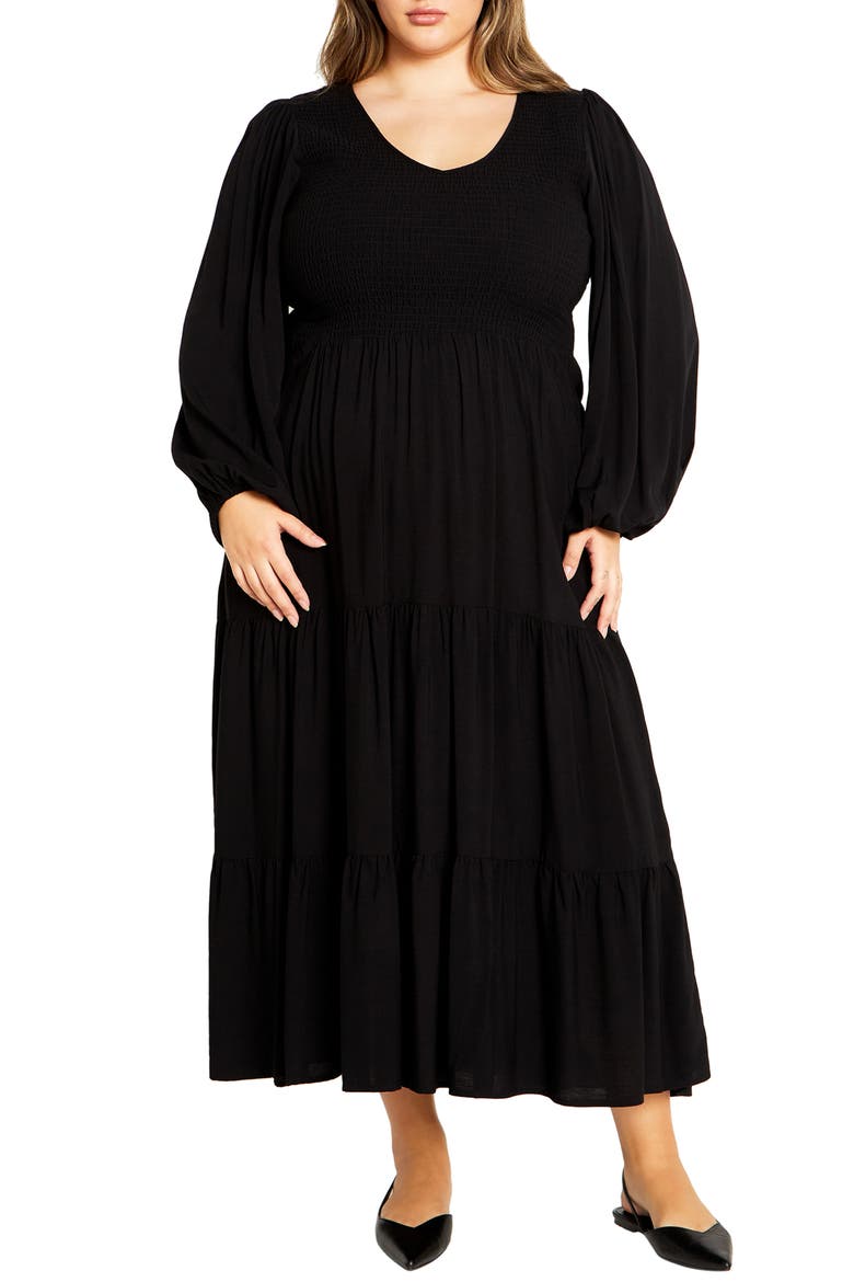 Athena Freya Long Sleeve Tiered Maxi Dress