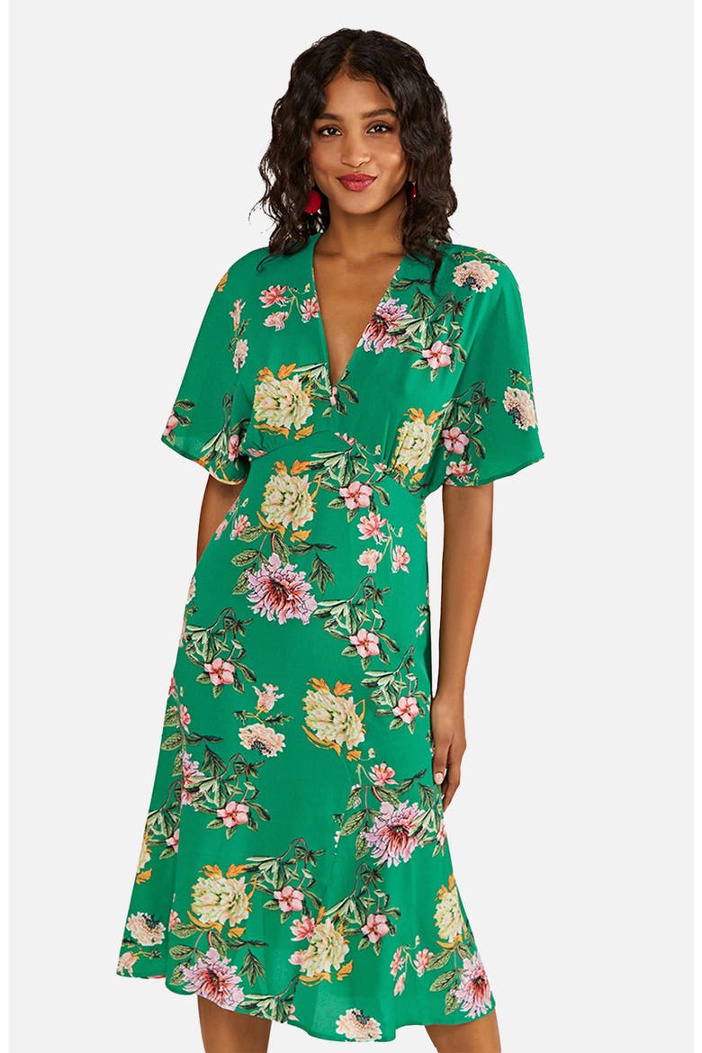 Floral Kimono-Inspired Midi Dress