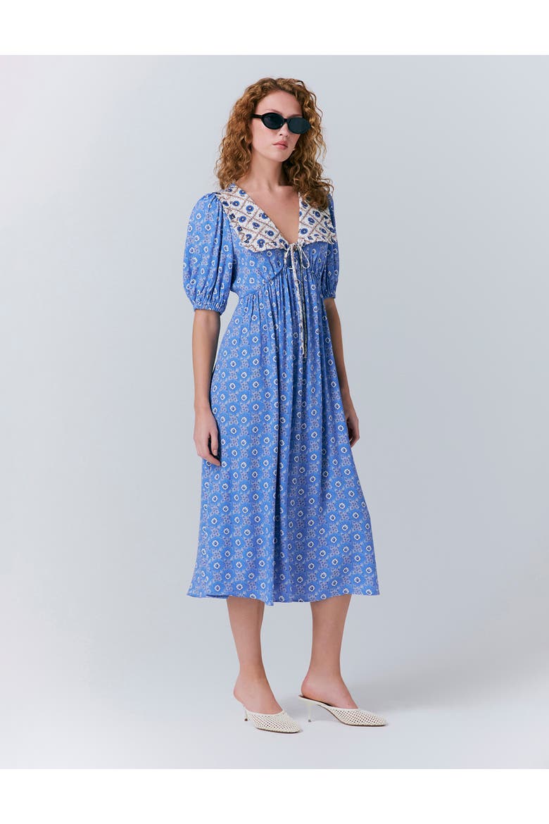 Nellie Crepe Collared Midi Smock Dress