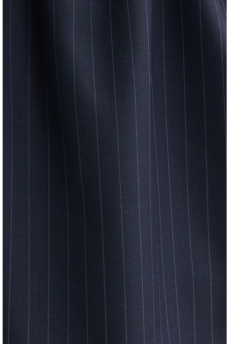 Pinstripe Long Sleeve Wool Blend Mini Shirtdress