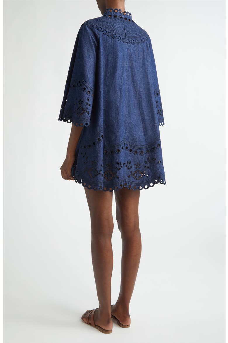 Mohan Broderie Anglaise Trim Denim Minidress