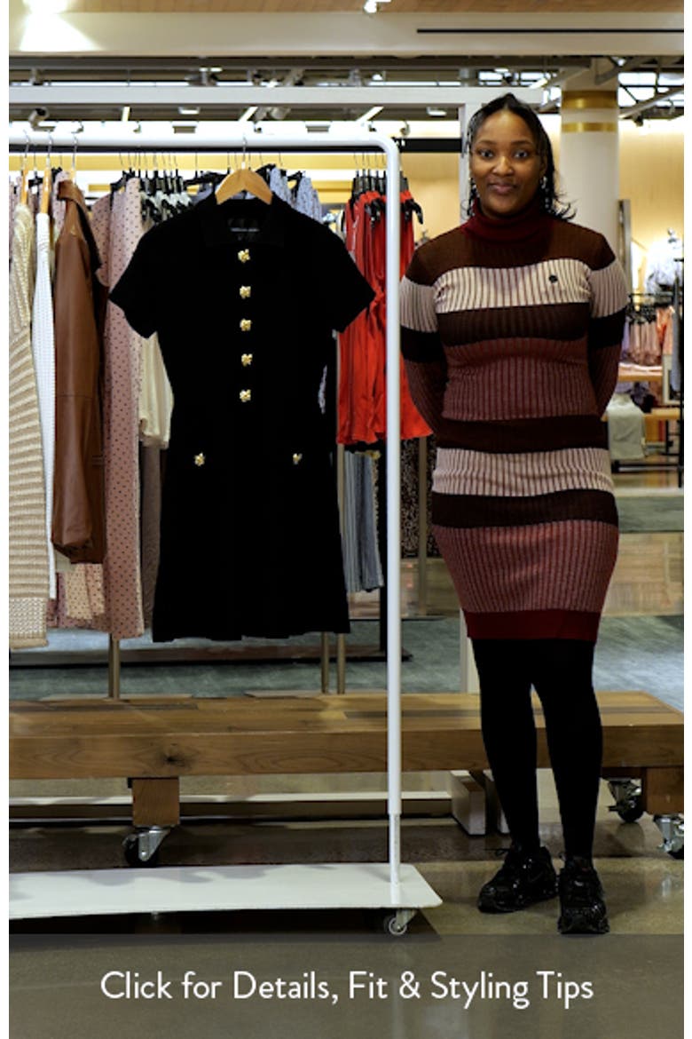 Rib Jewel Button Fit & Flare Minidress