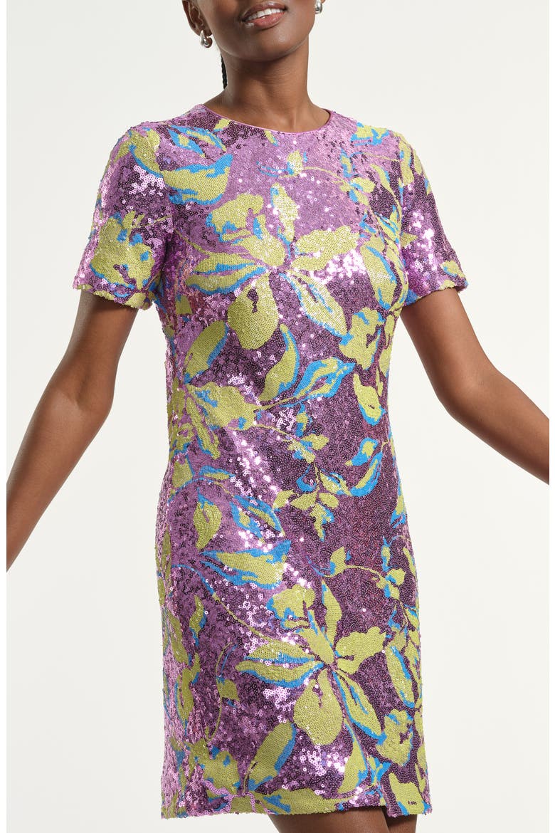 Sequin Floral Shift Minidress