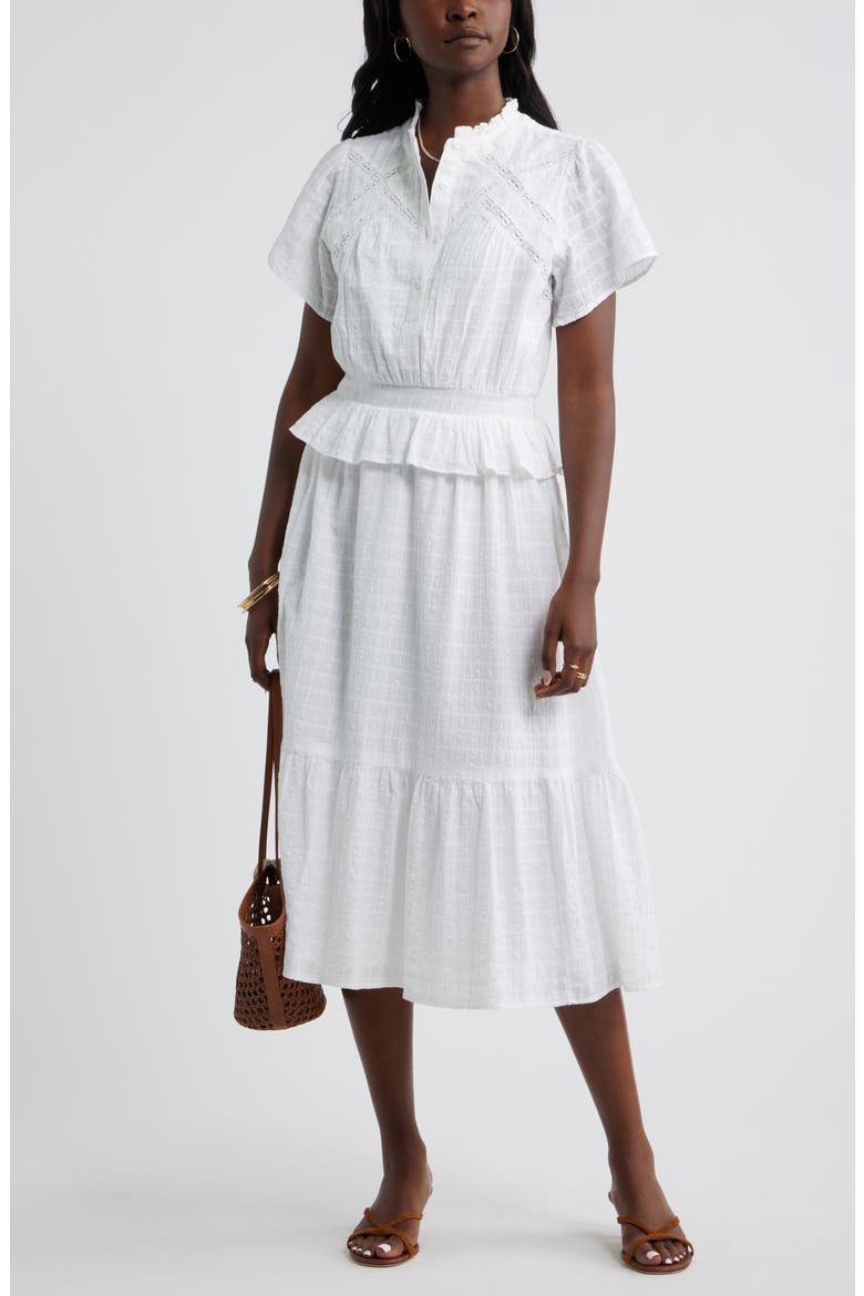 Lace Trim Peplum Midi Dress