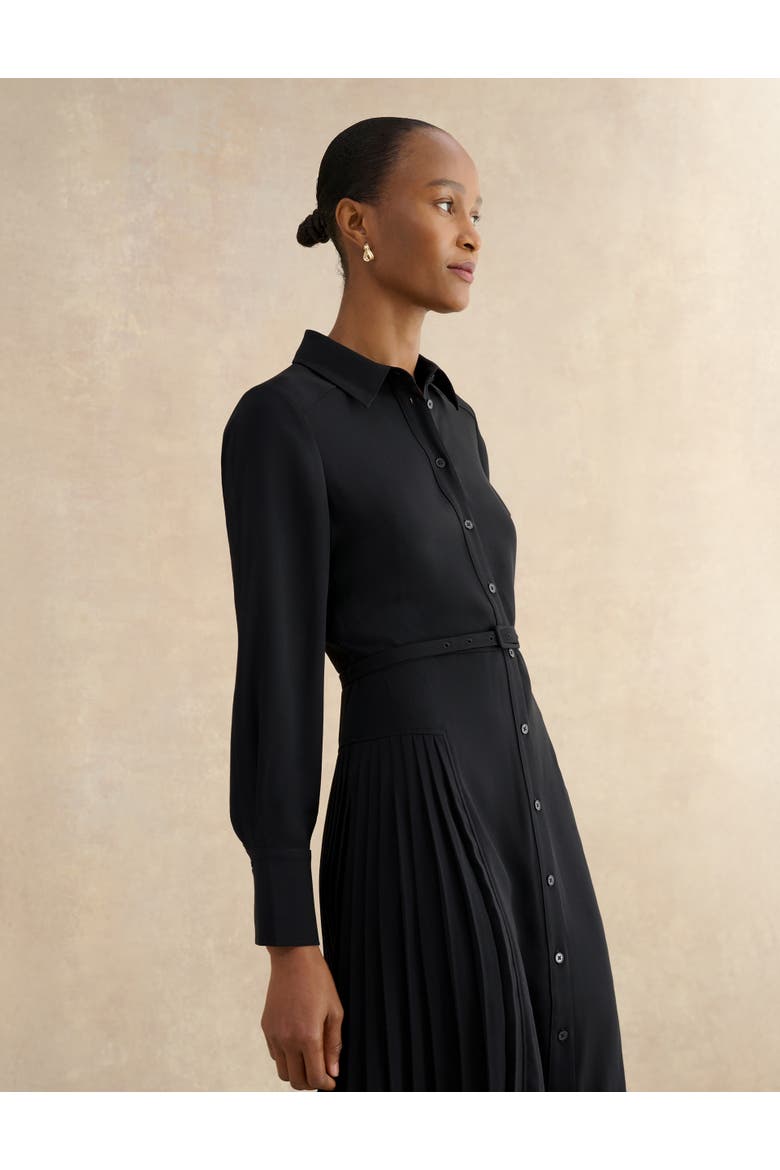 Ginny Belted Pleated Midi Shirt Dress
