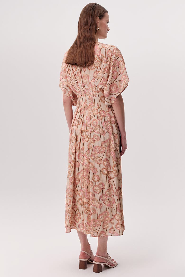 Mattie V Neck Smocked Waist Floral Midi Dress