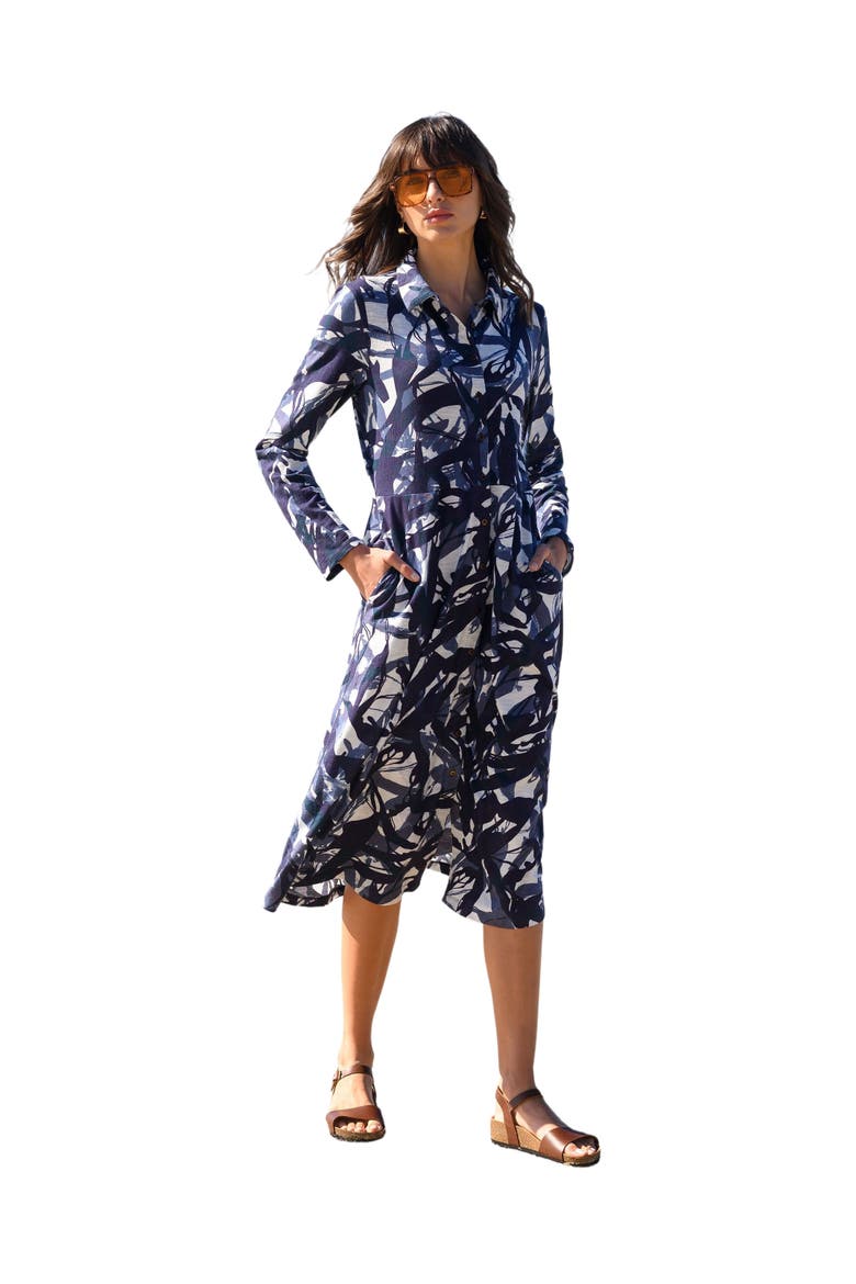 Slub Jersey Shirt Midi Dress
