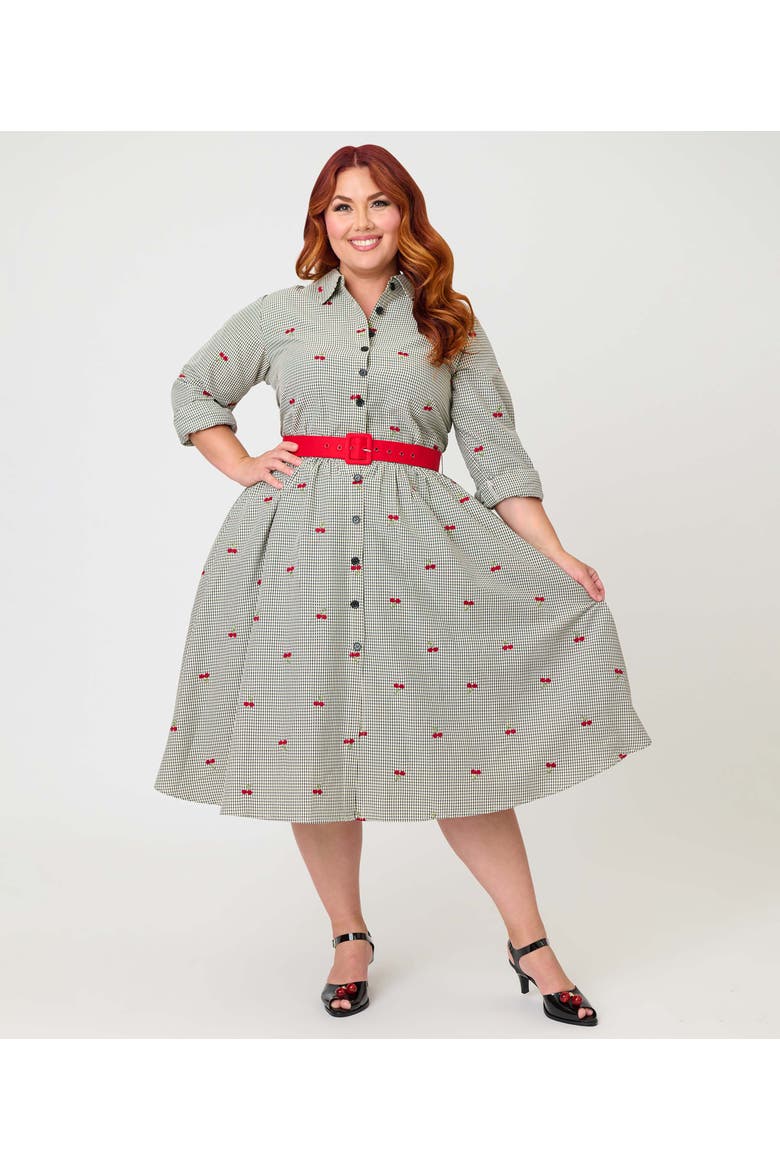 Plus Size Long Sleeve Belted Shirt Dress