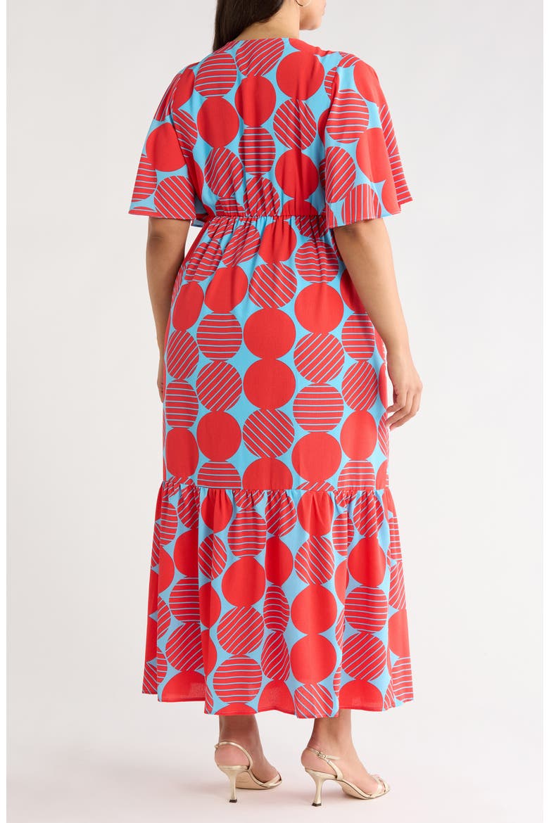 Print Ruffle Hem Maxi Dress